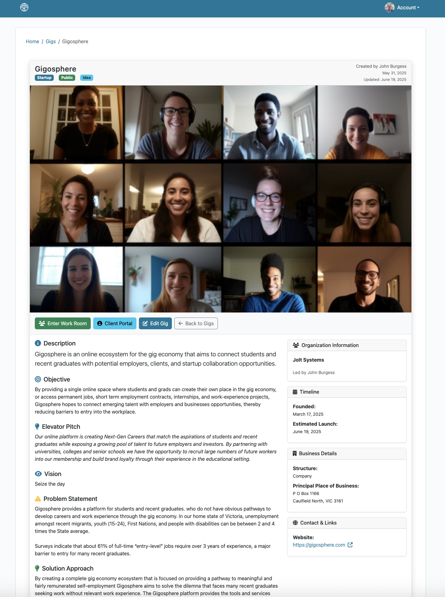 BizGigz Platform Screenshot
